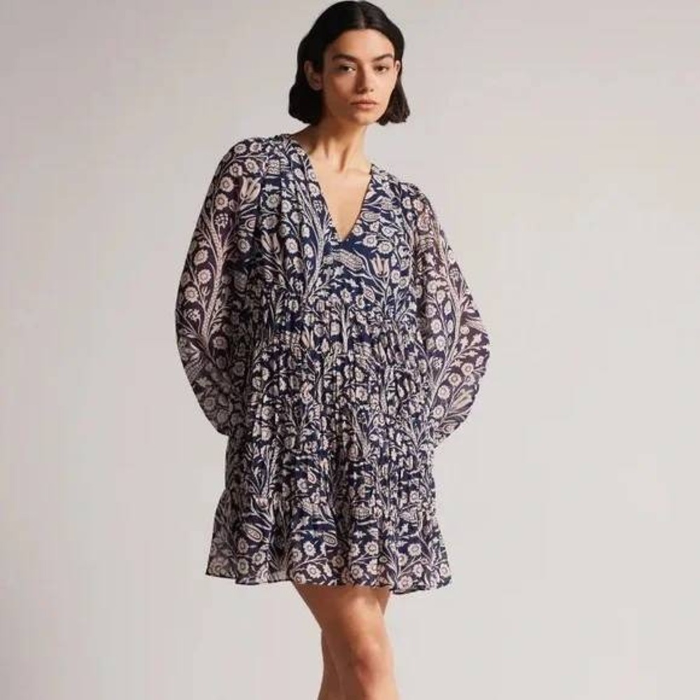 TED BAKER LONDON Tarissa Tiered Long Sleeve Mini Dress NEW Size 8